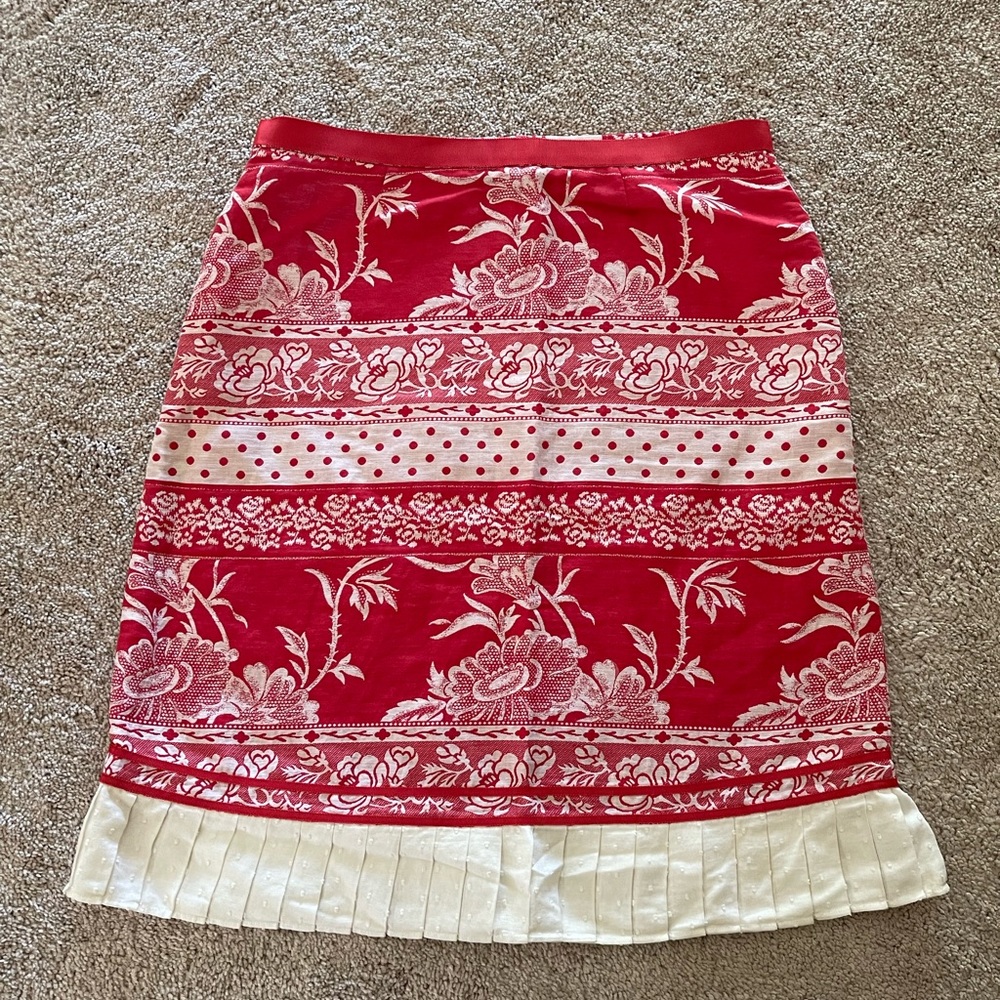 Tibi Skirt Red and White Floral Size 10
